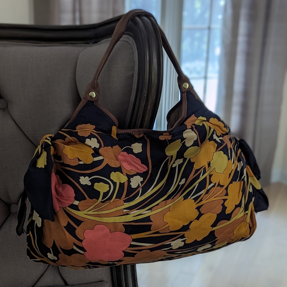 ANTHROPOLOGIE  Pilcro Silk Scarf Floral Shoulder Bag